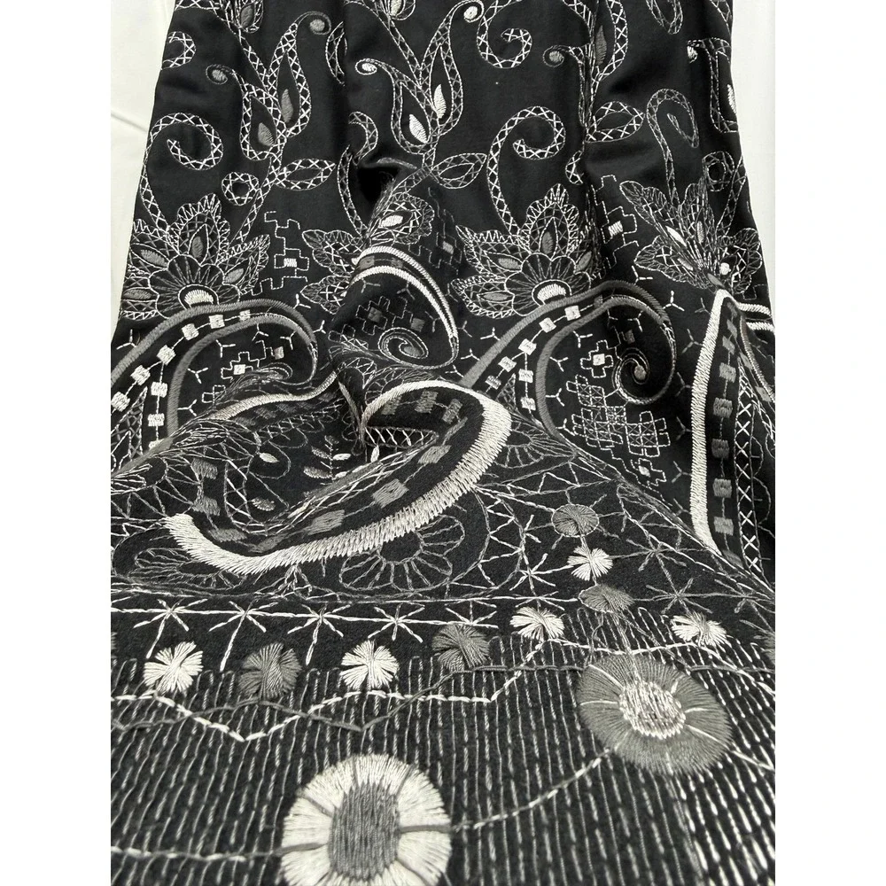 VTG Talbots Black Lined Wool Blend Embroidered Maxi Skirt sz‎ 10